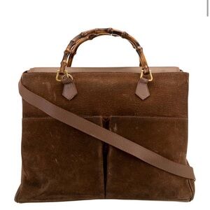 Vintage Gucci Brown Suede bag with Bamboo Handle